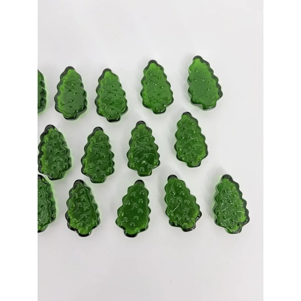 Green Glass Hard Candies Christmas Trees Lot of 26 Rare Bowl Vase Fillers